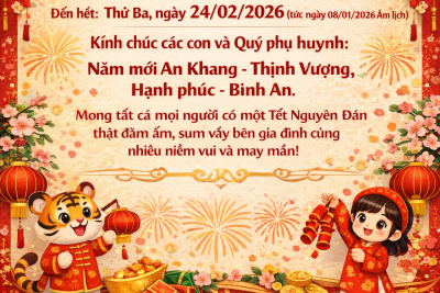 [MN B TÂN THANH] Trường mầm non B Tân Thanh thông báo lịch nghỉ Tết Nguyên Đán Bính Ngọ 2026